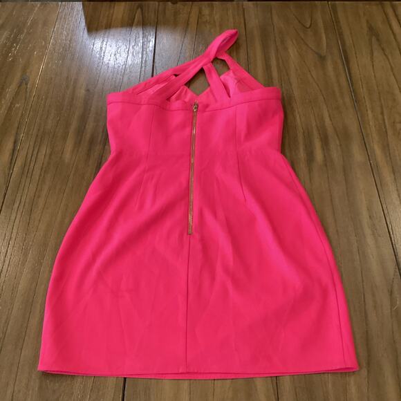 NBD X THE NAVEN TWINS Hot Pink Mini Dress One Shoulder Barbie Core Size M - Picture 5 of 8